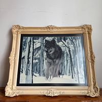 Front view of framed Timber Wolf print