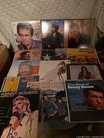 Overall group shot of 12 country vinyl albums