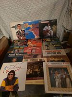 Group shot of all 15 country LPs displayed