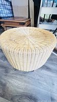 Top view showing woven rattan surface and overall shape