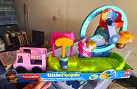 Overall playset on original tray showing Ferris Wheel, truck, booth