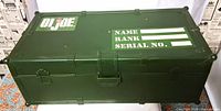 Closed footlocker top view showing decals