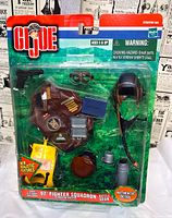 Front of blister package displaying all battle gear accessories