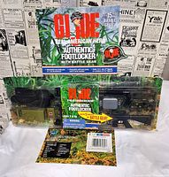 Front view of sealed Hasbro G.I. Joe Authentic Footlocker with Battle Gear set showing footlocker and accessories