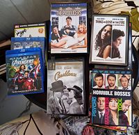 Front view showing The Producers, Things We Lost in the Fire, The Avengers Blu-ray, Casablanca, Horrible Bosses