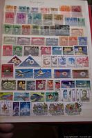 Full view of stock card page showing entire assortment of Hungarian stamps