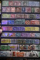 Front of stock sheet showing top two thirds of assorted stamps