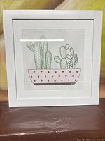 Front view of framed cactus print