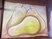 Full view of the three-pear oil painting on canvas