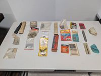 Overview of all small hardware items laid on table