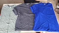All three T-shirts laid flat showing colors and overall condition