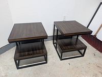 pair of square nesting side tables front view