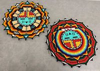 Both Hopi woven wall art pieces side by side showing full designs