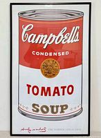 Front view of framed Andy Warhol Campbell’s Soup poster