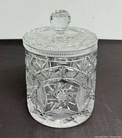 Crystal biscuit jar with lid front view