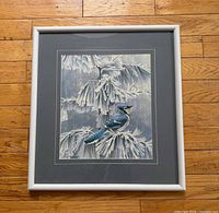 Front view of framed Blue Jay print
