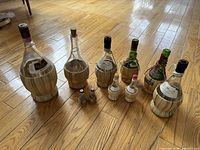 Group view of all Chianti bottles and miniature shakers