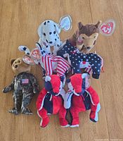 Overview of all seven patriotic Ty Beanie Babies