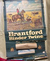 Full view of 1936 Brantford Binder Twine calendar showing illustration, branding, date