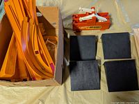 Launcher, track pieces, rubber pads overview