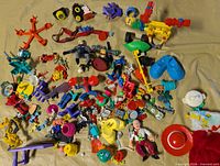 Full layout of assorted toy pieces spread on surface