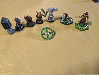 All seven items lined up on surface