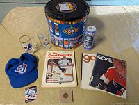 All nine sports items displayed together on table