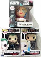 Front view of all three boxed figures