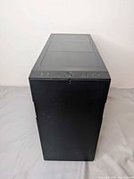 Full view of the closed black mid-tower case