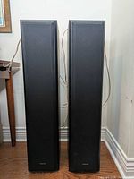 Front view of both Technics SB-T200 speakers with grilles