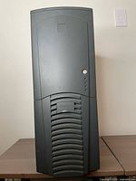Front view of black Antec full-tower case