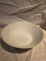 Top view showing ribbed interior of white bowl