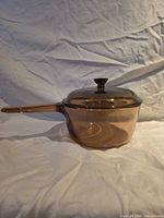 Saucepan with lid assembled, side view
