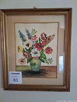Front view of framed floral picture