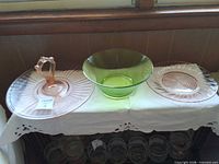 Overview of all three glass pieces on table