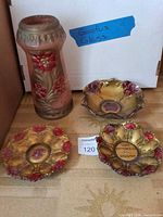 Group shot of vase and three dishes