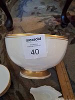 Footed Lenox bowl showing exterior and gold trim