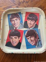 Full view of square Beatles tin tray