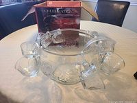 Entire punch bowl with cups hooked, box visible
