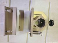 full view of umbrella holder showing clamp and pole sleeve