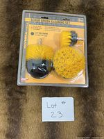 Front view of sealed 3-piece drill brush attachment set