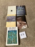 All five paperback poetry books arranged on carpet with lot number card