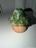 front view of ceramic mushroom showing cap and stem