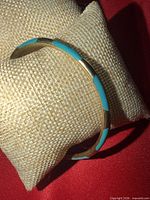 Bangle on display cushion showing segmented enamel pattern