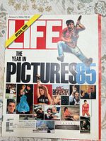 Front cover showing Life logo, headline, collage of 1985 images