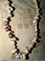 Close-up of shell beads showing color and form