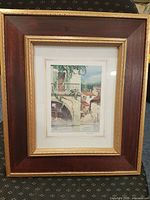 Full view of framed watercolor