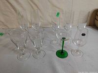 Group view of all nine assorted glasses