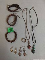 Overview of all jewelry pieces laid out
