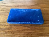 Top view of closed blue velvet Birks jewelry box